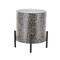 22.25" Multicolor Mother of Pearl Shell Geometric Handmade Inlay Accent Table with Black Legs